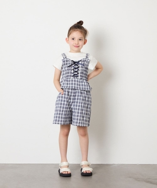 a.v.v（アーヴェヴェ）の「[120-160]【セットアップ可能】タックショートパンツ（その他パンツ・キッズ・ミント/ネイビー・120/130/150/140/160）」の21枚目の写真