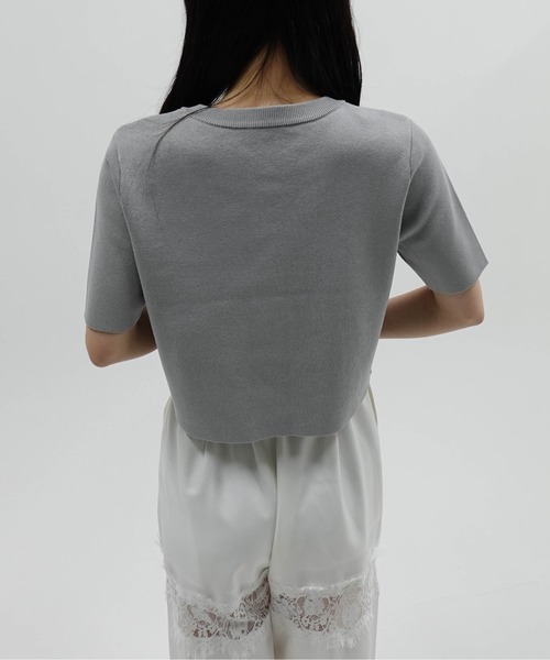 SOELA(ソエラ)の「【INGNI SOELA】金ボタンミラノリブ半袖ニットカーディガン(カーディガン/ボレロ・レディース・ピンク/グレー/ブラック/アイボリー・FREE)」の18枚目の写真