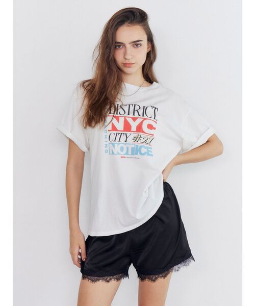 Ungrid(アングリッド)の「ロゴアソートハーフスリーブTee(Tシャツ/カットソー・レディース・パープル/オレンジ/チャコールグレー/オフホワイト・FREE)」の5枚目の写真