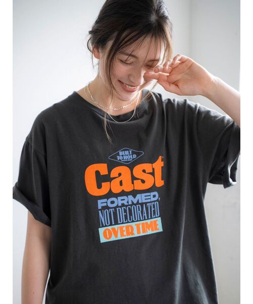 Ungrid(アングリッド)の「ロゴアソートハーフスリーブTee(Tシャツ/カットソー・レディース・パープル/オレンジ/チャコールグレー/オフホワイト・FREE)」の8枚目の写真
