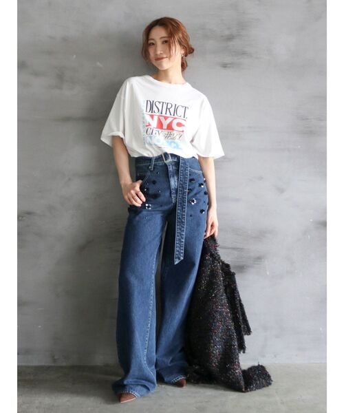 Ungrid(アングリッド)の「ロゴアソートハーフスリーブTee(Tシャツ/カットソー・レディース・パープル/オレンジ/チャコールグレー/オフホワイト・FREE)」の13枚目の写真