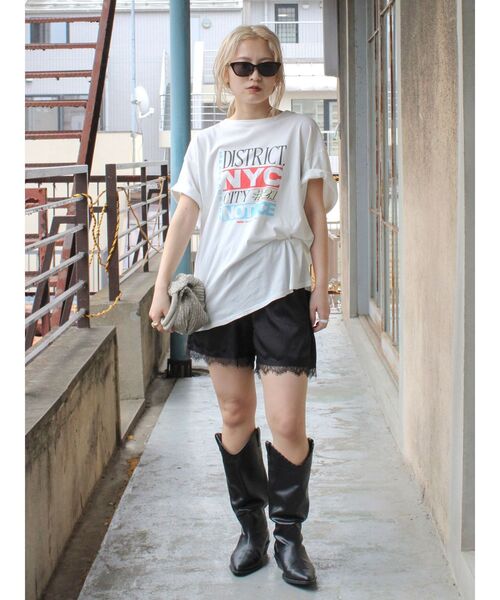 Ungrid(アングリッド)の「ロゴアソートハーフスリーブTee(Tシャツ/カットソー・レディース・パープル/オレンジ/チャコールグレー/オフホワイト・FREE)」の17枚目の写真