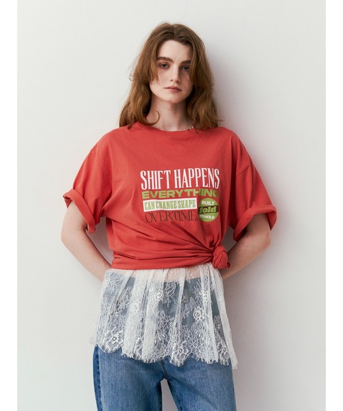 Ungrid(アングリッド)の「ロゴアソートハーフスリーブTee(Tシャツ/カットソー・レディース・パープル/オレンジ/チャコールグレー/オフホワイト・FREE)」の4枚目の写真