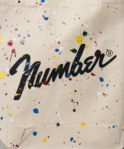 NUMBER (N)INE(ナンバーナイン)の「HAND PAINTED Number⑨ CANVAS TOTE BAG / ハンドペイント ナンバーナインロゴ キャンバス トートバッグ(トートバッグ・メンズ・アイボリー/ブラック/ライトグレー・FREE)」の12枚目の写真
