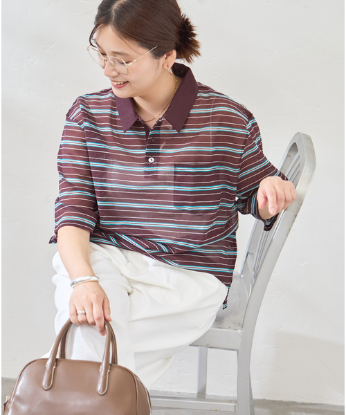 JOURNAL STANDARD(ジャーナルスタンダード)の「シアーカノコボーダーポロシャツ(Tシャツ/カットソー・レディース・ブラウン/イエロー・FREE)」の19枚目の写真