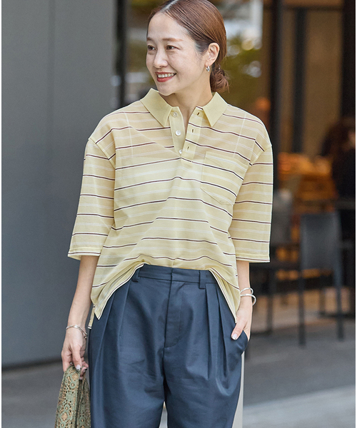 JOURNAL STANDARD(ジャーナルスタンダード)の「シアーカノコボーダーポロシャツ(Tシャツ/カットソー・レディース・ブラウン/イエロー・FREE)」の22枚目の写真
