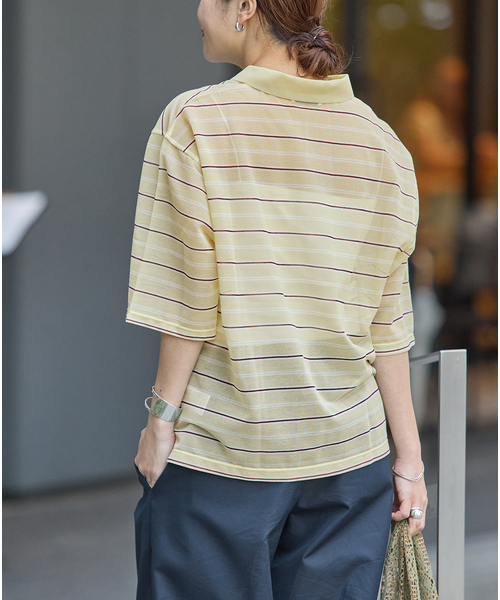 JOURNAL STANDARD(ジャーナルスタンダード)の「シアーカノコボーダーポロシャツ(Tシャツ/カットソー・レディース・ブラウン/イエロー・FREE)」の5枚目の写真