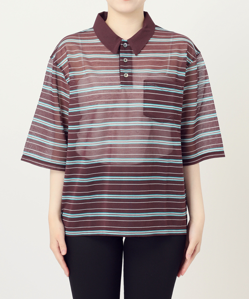 JOURNAL STANDARD(ジャーナルスタンダード)の「シアーカノコボーダーポロシャツ(Tシャツ/カットソー・レディース・ブラウン/イエロー・FREE)」の7枚目の写真
