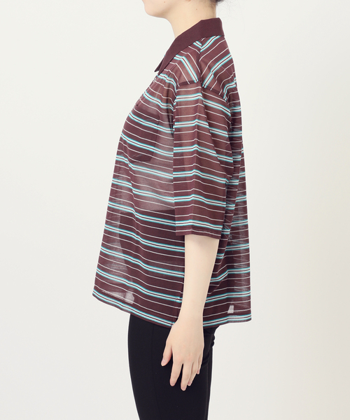 JOURNAL STANDARD(ジャーナルスタンダード)の「シアーカノコボーダーポロシャツ(Tシャツ/カットソー・レディース・ブラウン/イエロー・FREE)」の8枚目の写真
