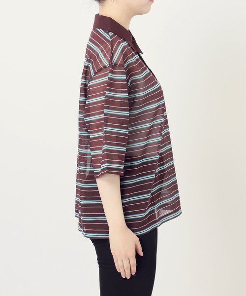 JOURNAL STANDARD(ジャーナルスタンダード)の「シアーカノコボーダーポロシャツ(Tシャツ/カットソー・レディース・ブラウン/イエロー・FREE)」の10枚目の写真