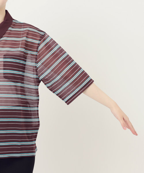 JOURNAL STANDARD(ジャーナルスタンダード)の「シアーカノコボーダーポロシャツ(Tシャツ/カットソー・レディース・ブラウン/イエロー・FREE)」の11枚目の写真