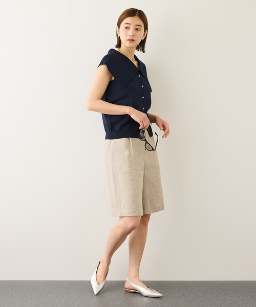 ROPE'(ロペ)の「ビッグカラーオフショルライクトップス/イージーケア(ニット/セーター・レディース・ネイビー/オフホワイト/ブラック・FREE)」の6枚目の写真