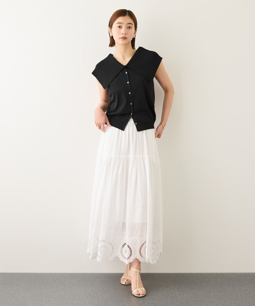 ROPE'(ロペ)の「ビッグカラーオフショルライクトップス/イージーケア(ニット/セーター・レディース・ネイビー/オフホワイト/ブラック・FREE)」の7枚目の写真
