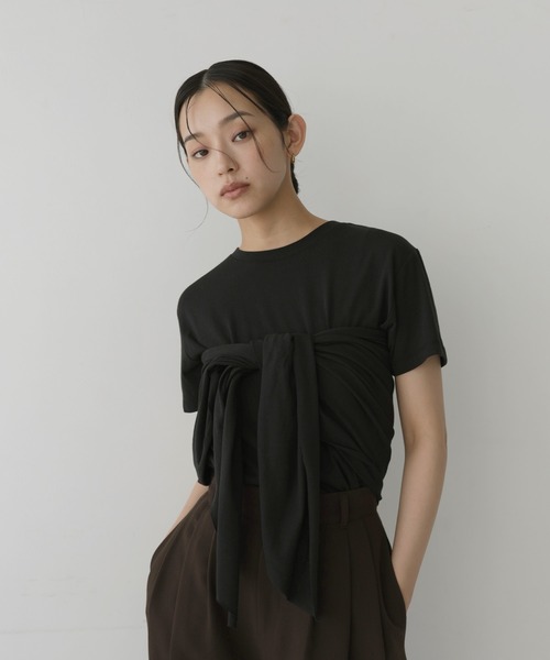  hellam（へラム）の「マルチウェイスカーフセットTシャツ（Tシャツ/カットソー・レディース・ホワイト/杢グレー/ブラック・FREE）」の2枚目の写真