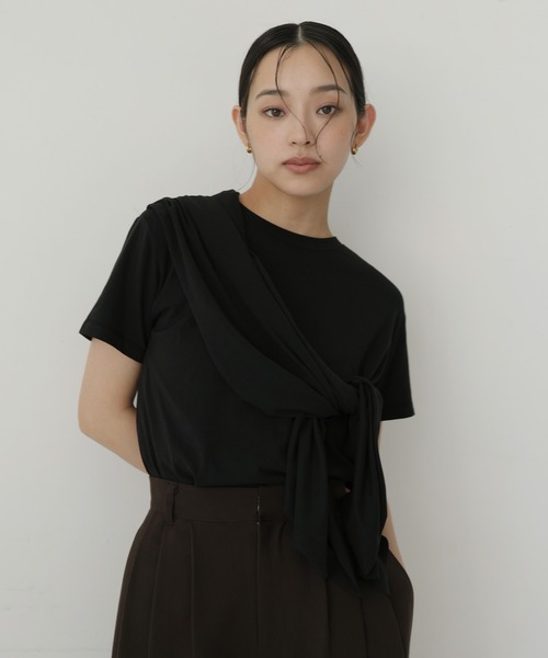  hellam（へラム）の「マルチウェイスカーフセットTシャツ（Tシャツ/カットソー・レディース・ホワイト/杢グレー/ブラック・FREE）」の6枚目の写真