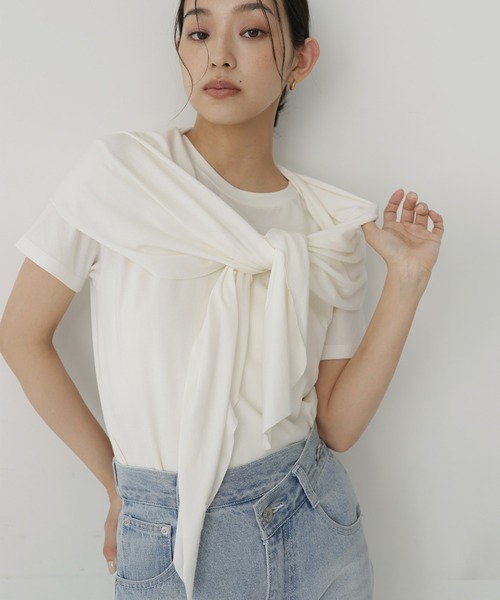  hellam（へラム）の「マルチウェイスカーフセットTシャツ（Tシャツ/カットソー・レディース・ホワイト/杢グレー/ブラック・FREE）」の8枚目の写真