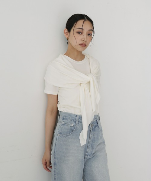  hellam（へラム）の「マルチウェイスカーフセットTシャツ（Tシャツ/カットソー・レディース・ホワイト/杢グレー/ブラック・FREE）」の10枚目の写真