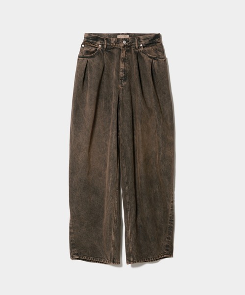 beautiful people（ビューティフルピープル）の「selvedge obsession selvedge denim o/d tuck wide pants（デニムパンツ・レディース・ブラウン/グレー・36/38）」の2枚目の写真