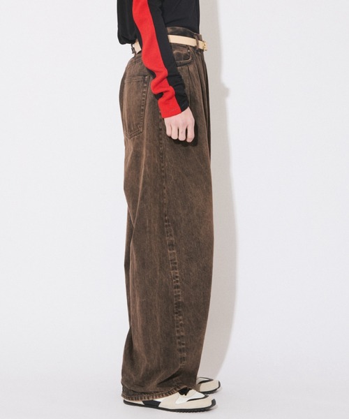 beautiful people（ビューティフルピープル）の「selvedge obsession selvedge denim o/d tuck wide pants（デニムパンツ・レディース・ブラウン/グレー・36/38）」の5枚目の写真