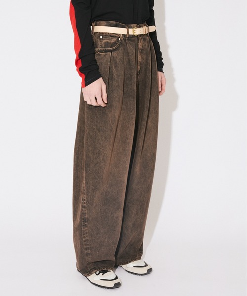 beautiful people（ビューティフルピープル）の「selvedge obsession selvedge denim o/d tuck wide pants（デニムパンツ・レディース・ブラウン/グレー・36/38）」の7枚目の写真