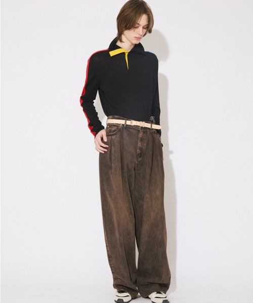 beautiful people（ビューティフルピープル）の「selvedge obsession selvedge denim o/d tuck wide pants（デニムパンツ・レディース・ブラウン/グレー・36/38）」の8枚目の写真