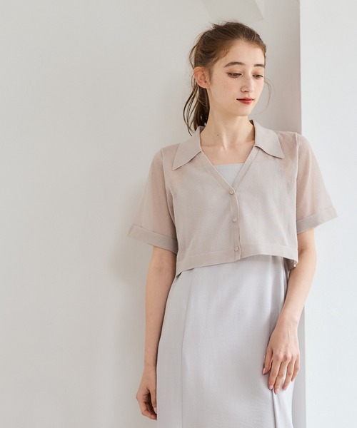 12Twelve Agenda（トゥエルブ　アジェンダ）の「ラメシアーVネック衿付カーディガン（カーディガン/ボレロ・レディース・ネイビー/ブラウン/ライトグレー・M）」の7枚目の写真