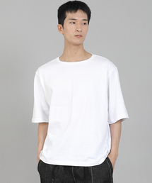 SAINTCREW（セントクルー）の「無地Rネック5部半袖TシャツRHR-896ホワイト（Tシャツ/カットソー）」