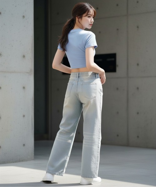 center i(センターアイ)の「ヴィンテージクラッシュワイドデニムパンツ(デニムパンツ・レディース・ブルー・S/M)」の7枚目の写真
