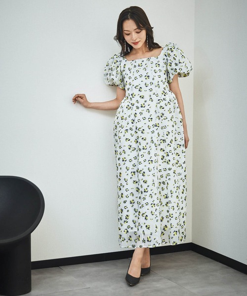girl(ガール)の「袖取り外し可能 3WAY フラワージャガード パフスリーブ ロング ワンピース 結婚式 パンツドレス パーティードレス オケージョンドレス お呼ばれ 二次会 成人式 同窓会 謝恩会 マタニティ 妊婦《着用動画あり》(ドレス・レディース・ブラック×グレー/ホワイト×イエロー/ブラック×イエロー・MT/M/S)」の12枚目の写真