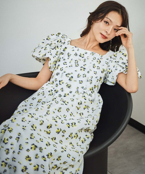 girl(ガール)の「袖取り外し可能 3WAY フラワージャガード パフスリーブ ロング ワンピース 結婚式 パンツドレス パーティードレス オケージョンドレス お呼ばれ 二次会 成人式 同窓会 謝恩会 マタニティ 妊婦《着用動画あり》(ドレス・レディース・ブラック×グレー/ホワイト×イエロー/ブラック×イエロー・MT/M/S)」の13枚目の写真