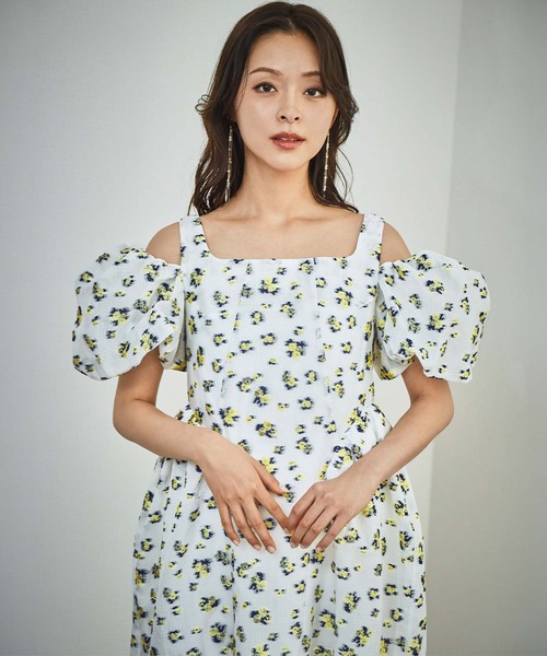 girl(ガール)の「袖取り外し可能 3WAY フラワージャガード パフスリーブ ロング ワンピース 結婚式 パンツドレス パーティードレス オケージョンドレス お呼ばれ 二次会 成人式 同窓会 謝恩会 マタニティ 妊婦《着用動画あり》(ドレス・レディース・ブラック×グレー/ホワイト×イエロー/ブラック×イエロー・MT/M/S)」の15枚目の写真