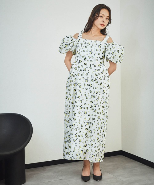 girl(ガール)の「袖取り外し可能 3WAY フラワージャガード パフスリーブ ロング ワンピース 結婚式 パンツドレス パーティードレス オケージョンドレス お呼ばれ 二次会 成人式 同窓会 謝恩会 マタニティ 妊婦《着用動画あり》(ドレス・レディース・ブラック×グレー/ホワイト×イエロー/ブラック×イエロー・MT/M/S)」の17枚目の写真