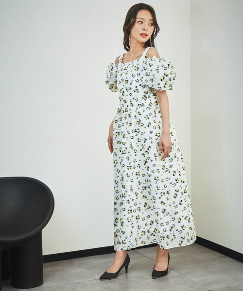 girl(ガール)の「袖取り外し可能 3WAY フラワージャガード パフスリーブ ロング ワンピース 結婚式 パンツドレス パーティードレス オケージョンドレス お呼ばれ 二次会 成人式 同窓会 謝恩会 マタニティ 妊婦《着用動画あり》(ドレス・レディース・ブラック×グレー/ホワイト×イエロー/ブラック×イエロー・MT/M/S)」の18枚目の写真