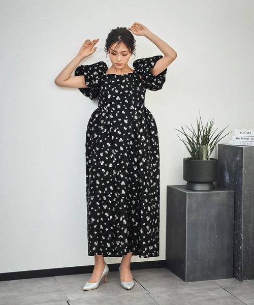 girl(ガール)の「袖取り外し可能 3WAY フラワージャガード パフスリーブ ロング ワンピース 結婚式 パンツドレス パーティードレス オケージョンドレス お呼ばれ 二次会 成人式 同窓会 謝恩会 マタニティ 妊婦《着用動画あり》(ドレス・レディース・ブラック×グレー/ホワイト×イエロー/ブラック×イエロー・MT/M/S)」の20枚目の写真