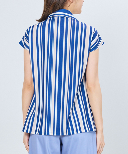 NARACAMICIE(ナラカミーチェ)の「【NARACAMICIE】強撚スムースマルチストライプフリルカットソー(Tシャツ/カットソー・レディース・レッド/ブルー・M/XL)」の5枚目の写真