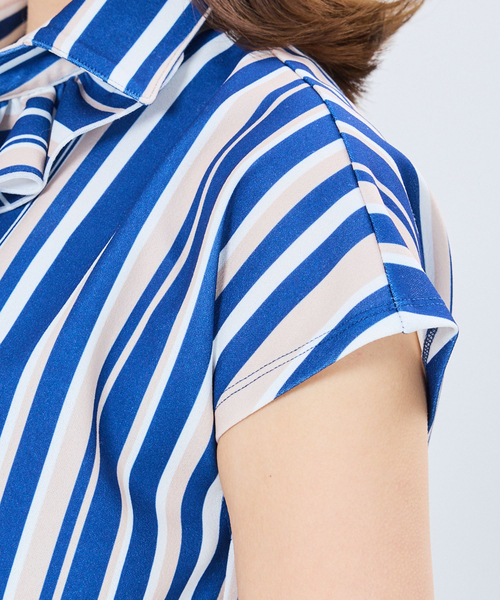 NARACAMICIE(ナラカミーチェ)の「【NARACAMICIE】強撚スムースマルチストライプフリルカットソー(Tシャツ/カットソー・レディース・レッド/ブルー・M/XL)」の9枚目の写真