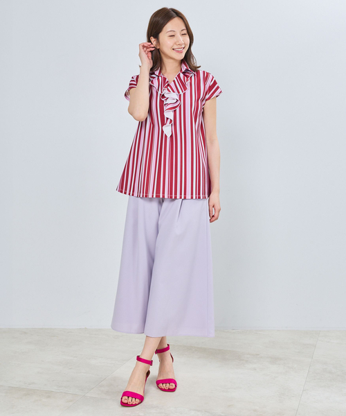 NARACAMICIE(ナラカミーチェ)の「【NARACAMICIE】強撚スムースマルチストライプフリルカットソー(Tシャツ/カットソー・レディース・レッド/ブルー・M/XL)」の15枚目の写真