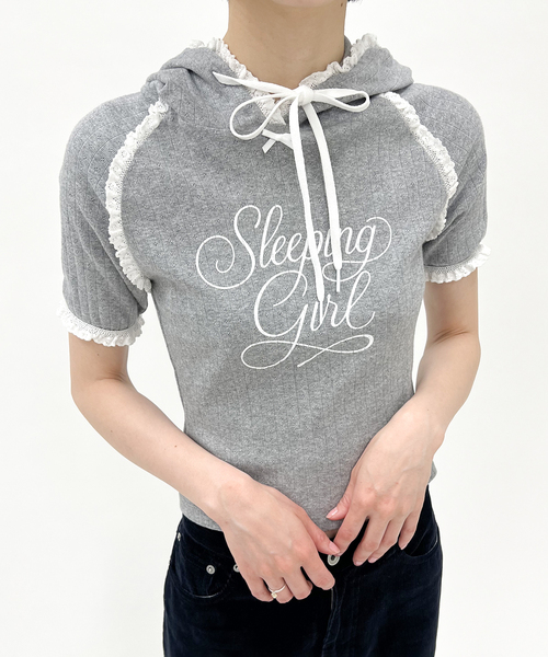 EDIT. FOR LULU（エディットフォールル）の「【YUHAN WANG/ユハン ワン】lace trim hoodie（Tシャツ/カットソー・レディース・チャコールグレー・FREE）」の14枚目の写真