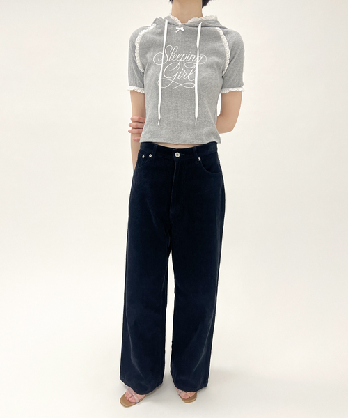 EDIT. FOR LULU（エディットフォールル）の「【YUHAN WANG/ユハン ワン】lace trim hoodie（Tシャツ/カットソー・レディース・チャコールグレー・FREE）」の10枚目の写真