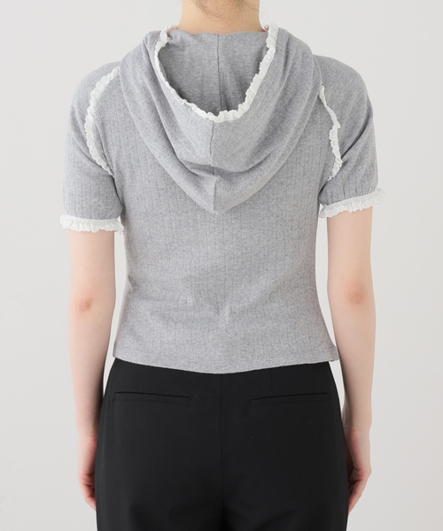 EDIT. FOR LULU（エディットフォールル）の「【YUHAN WANG/ユハン ワン】lace trim hoodie（Tシャツ/カットソー・レディース・チャコールグレー・FREE）」の13枚目の写真