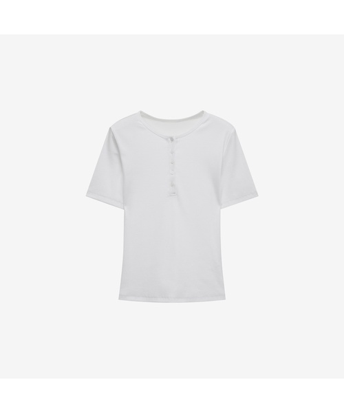 MIND BRIDGE WOMEN（マインドブリッジウーマン）の「[W]ヘンリーネックリブTシャツ - 3カラー（Tシャツ/カットソー・レディース・ホワイト/ライトグレー/ダークネイビー・77/55/66）」の2枚目の写真