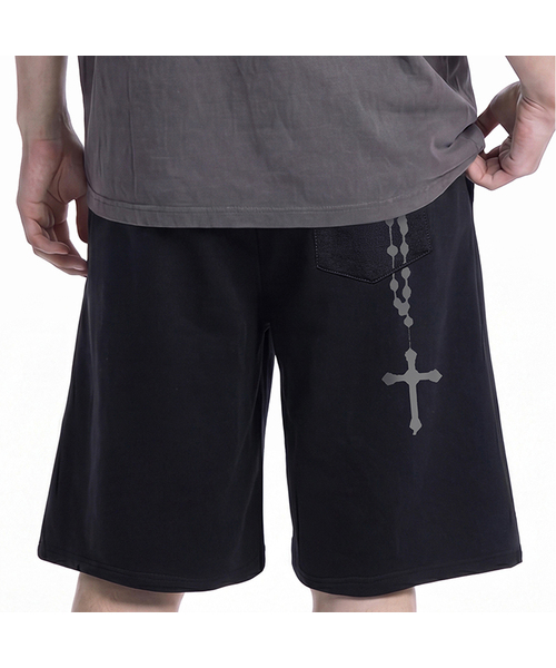 GRAVER（グレーバー）の「[ユニセックス]ドロップクロスバミューダパンツ_2カラー（スウェットパンツ・レディース・ブラック/ライトグレー・ONE SIZE）」の2枚目の写真
