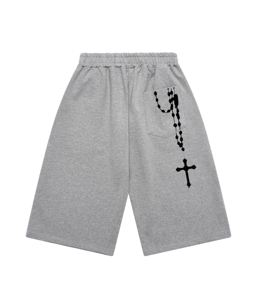 GRAVER（グレーバー）の「[ユニセックス]ドロップクロスバミューダパンツ_2カラー（スウェットパンツ・レディース・ブラック/ライトグレー・ONE SIZE）」の6枚目の写真