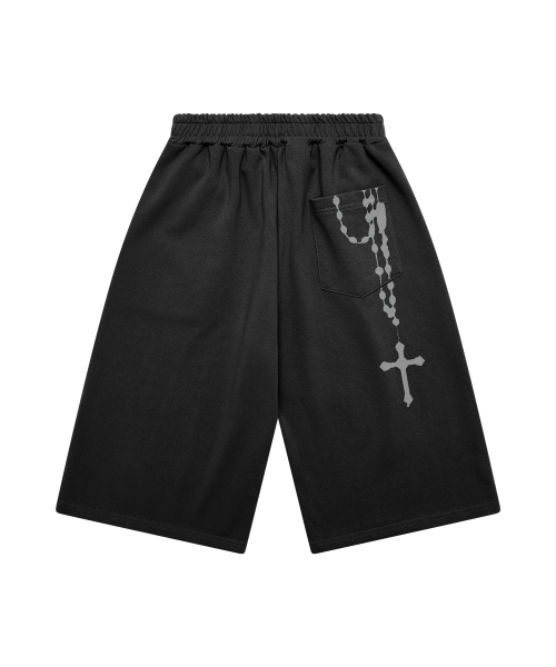 GRAVER（グレーバー）の「[ユニセックス]ドロップクロスバミューダパンツ_2カラー（スウェットパンツ・レディース・ブラック/ライトグレー・ONE SIZE）」の7枚目の写真