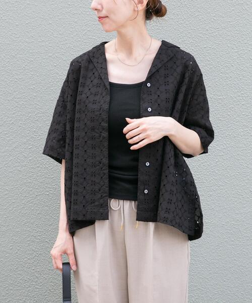 ITEMS URBANRESEARCH(アイテムズ アーバンリサーチ)の「レース開襟シャツ(シャツ/ブラウス・レディース・ブラック/ホワイト・FREE)」の14枚目の写真