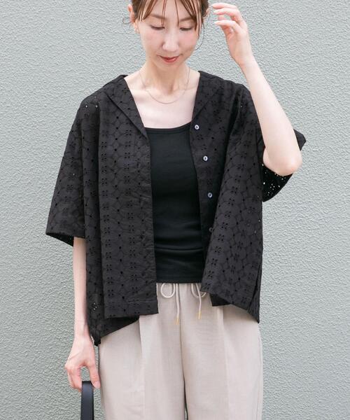 ITEMS URBANRESEARCH(アイテムズ アーバンリサーチ)の「レース開襟シャツ(シャツ/ブラウス・レディース・ブラック/ホワイト・FREE)」の15枚目の写真