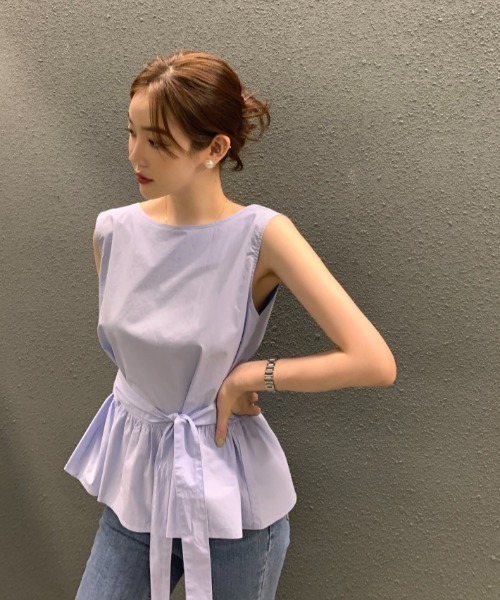 FAVORITO(ファヴォリート)の「リボンノースリーブブラウス(シャツ/ブラウス・レディース・ブラック/ホワイト/ブルー・F)」の14枚目の写真