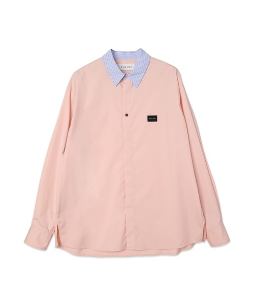 CULLNI(クルニ)の「High Count Broadcloth Embroidery Patch Long Sleeve Cleric Shirt(シャツ/ブラウス・メンズ・ピンク/ブラック・2/1)」の2枚目の写真