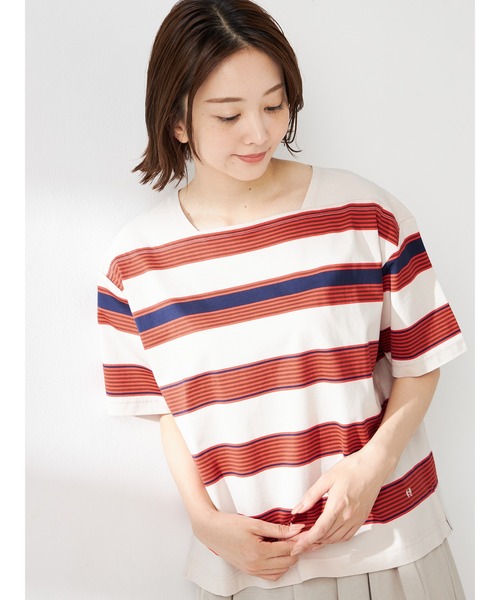 McGREGOR(マックレガー)の「パネルボーダーTシャツ(Tシャツ/カットソー・レディース・ネイビー/ブラウン/ナチュラル・L/M)」の4枚目の写真