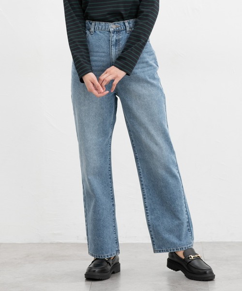 Honeys(ハニーズ)の「レギュラーストレート(股下60cm)(デニムパンツ・レディース・グレー/ブルー/ダークインディゴブルー・SS/S/M/LL/L/3L)」の2枚目の写真